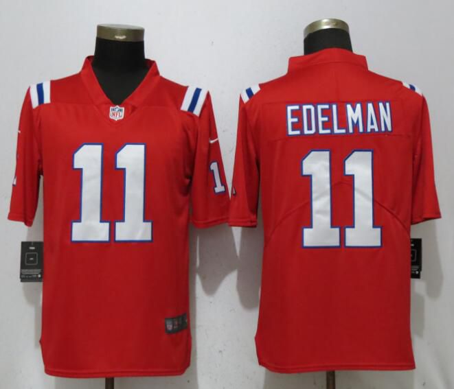 Men New England Patriots 11 Edelman Red Vapor Untouchable Player Nike Limited NFL Jerseys
